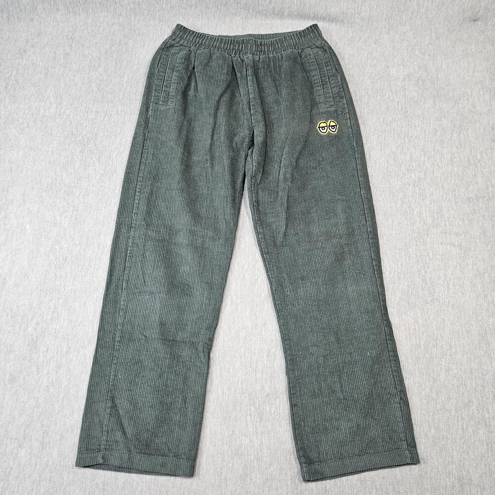 Krooked Pants Mens 30x31 Green Corduroy Skateboard Embroidered Logo